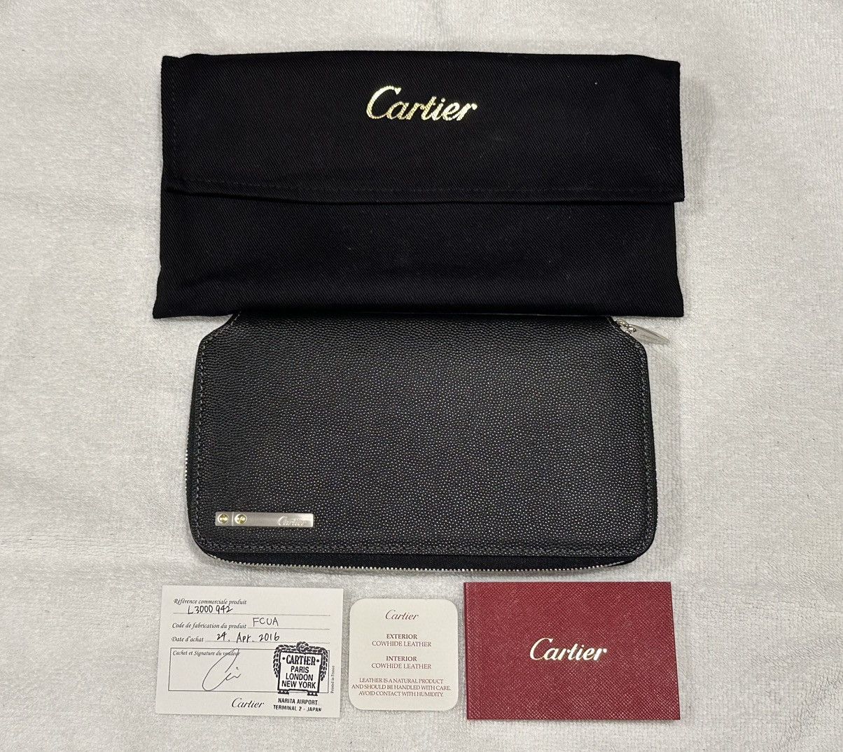 Cartier Cartier Cowhide Leather Zip-around Long Wallet Black Size ONE SIZE - 2 Thumbnail