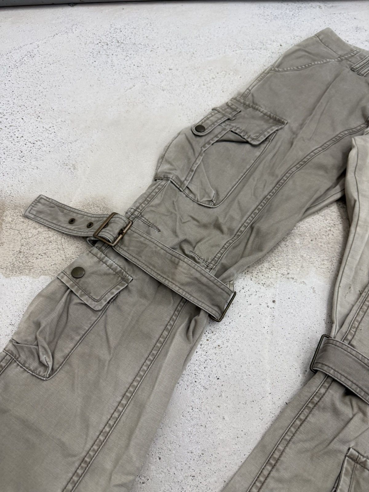 Issey Miyake × Tete Homme Tete Homme Japan Two Tones Faded Bondage Cargo Flared Pants Size US 30 / EU 46 - 4 Thumbnail