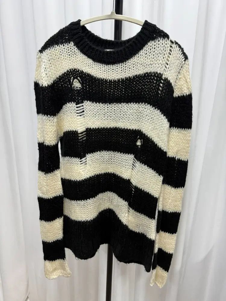 Pre-owned Ann Demeulemeester Sz 40  Distressed Knitwear Sweater In Multi