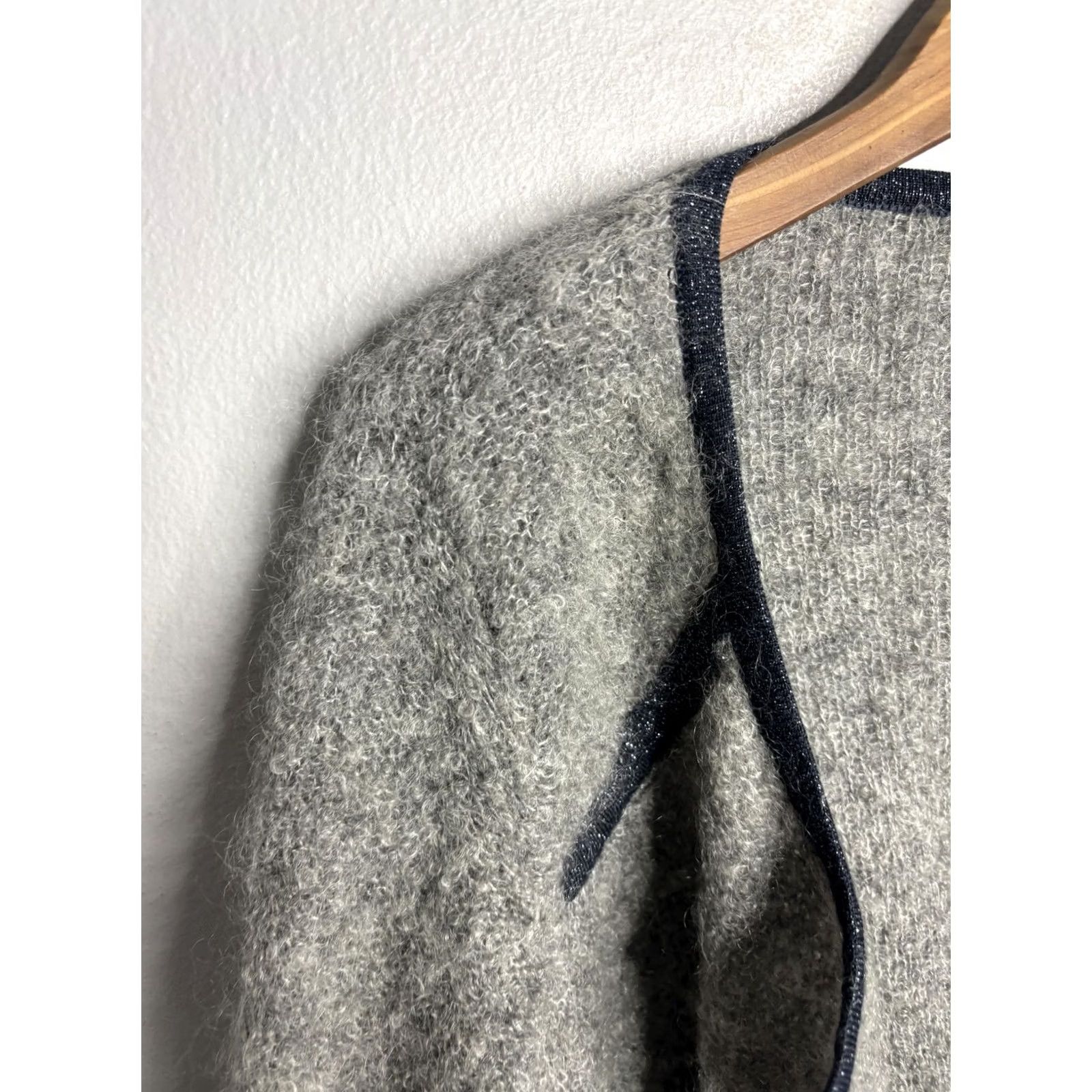 Vintage Des Petits Hauts Sweater Womens Large Gray Open Front Kid Mohair Wool Blend Cozy Size L / US 10 / IT 46 - 2 Thumbnail