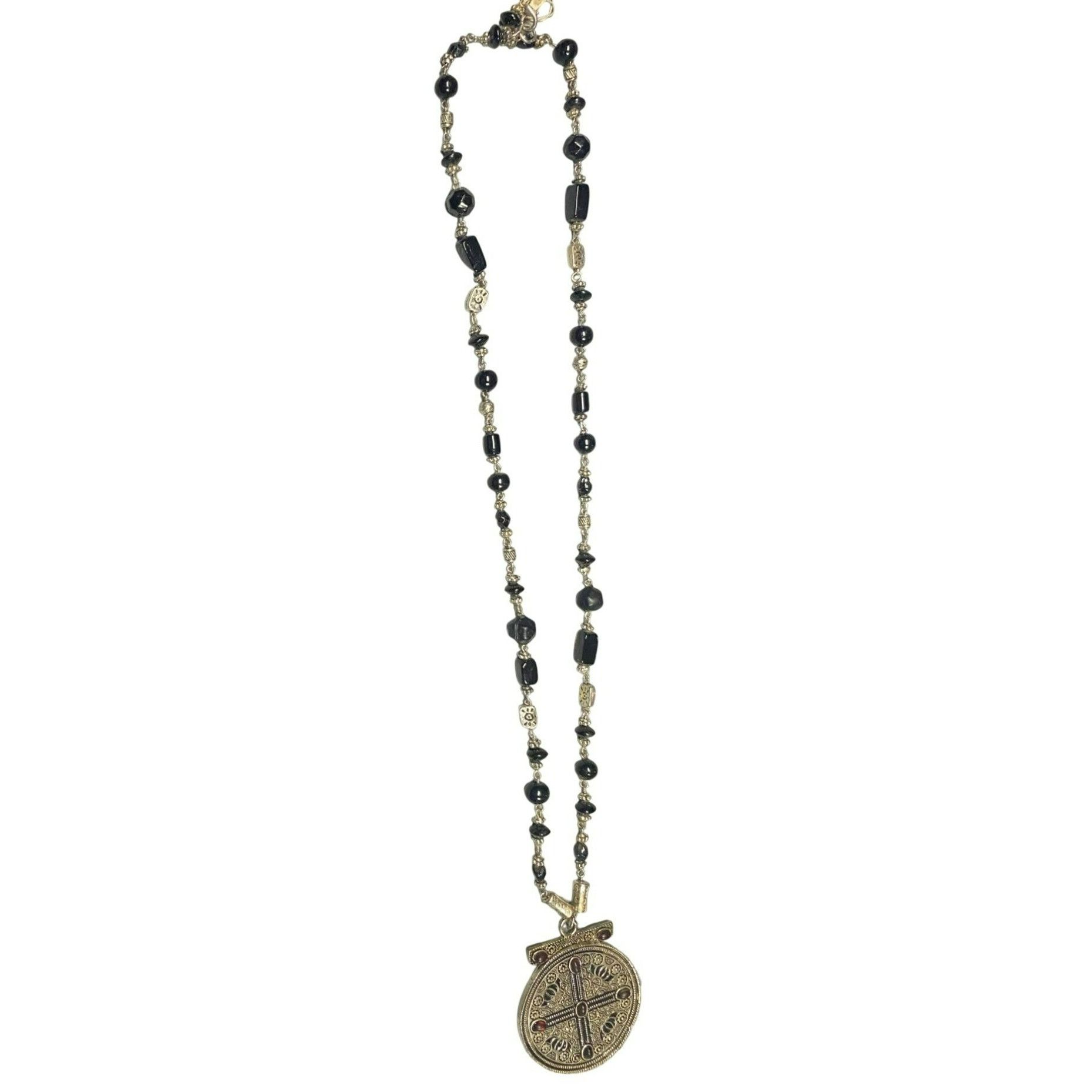 Other Vintage Pilgrim Silver Tone Necklace With Ornate Round Medal Size ONE SIZE - 4 Thumbnail