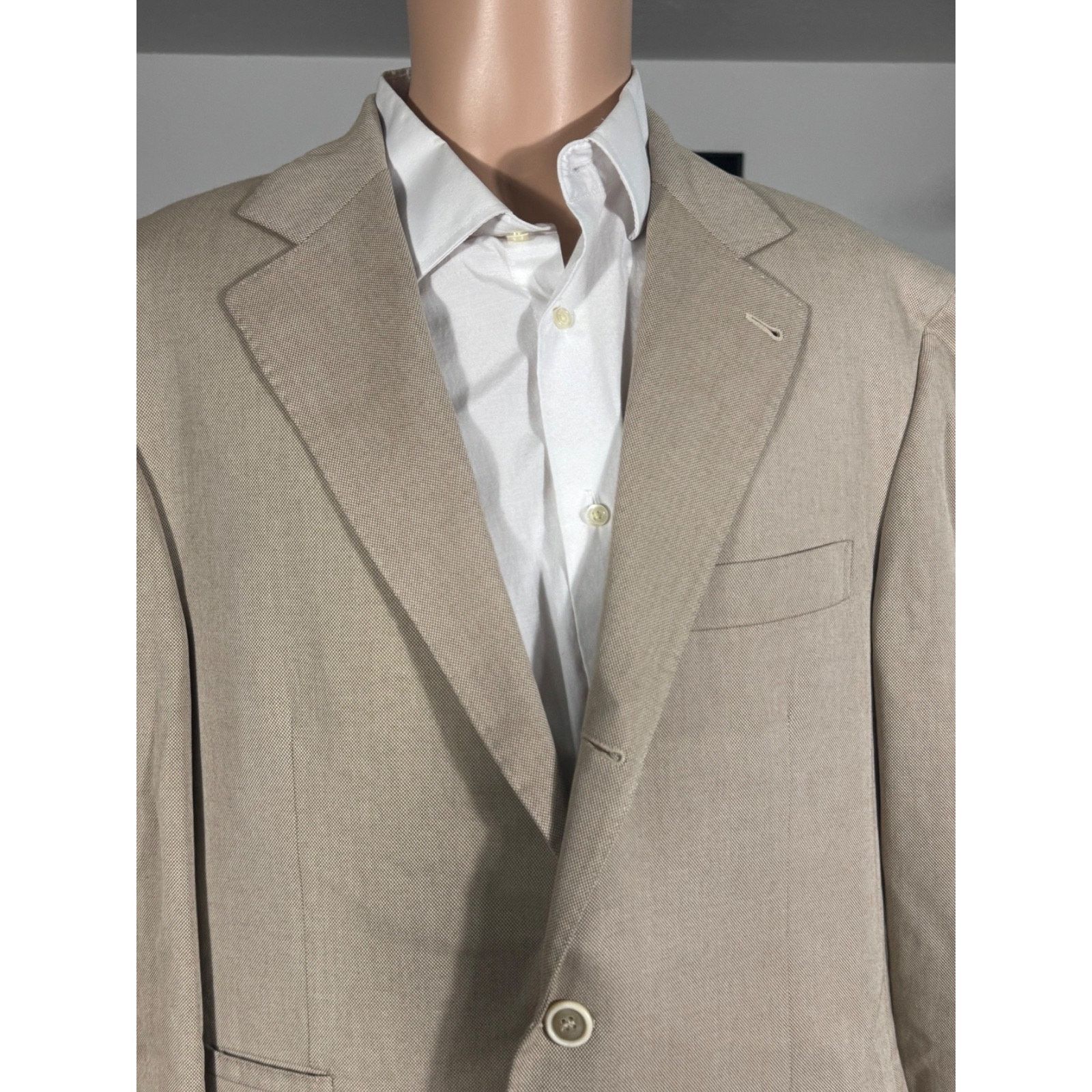 Brunello Cucinelli Brunello Cucinelli Beige Tan Cotton Suede Jacket Blazer 44R Size 44R - 9 Thumbnail