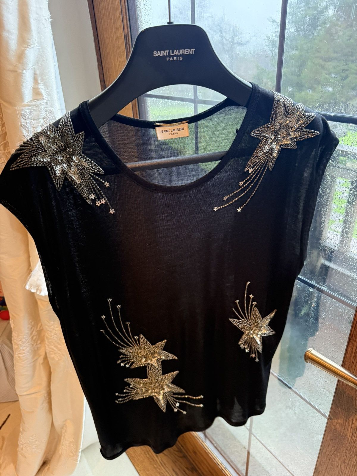 Saint Laurent Paris SS15 Saint Laurent Hedi Slimane starburst silk tank shirt M Size US M / EU 48-50 / 2 - 22 Thumbnail