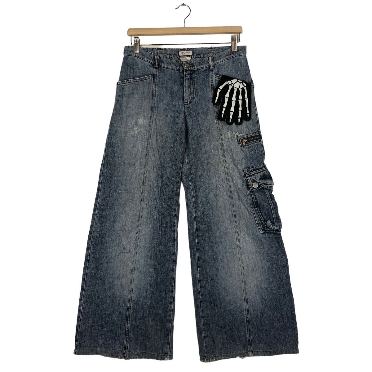 Denime 🔥OVER SIZED DISTRESSED DENIM JEANS MAX & CO RARE DESIGNER Size US 28 / EU 44 - 2 Thumbnail