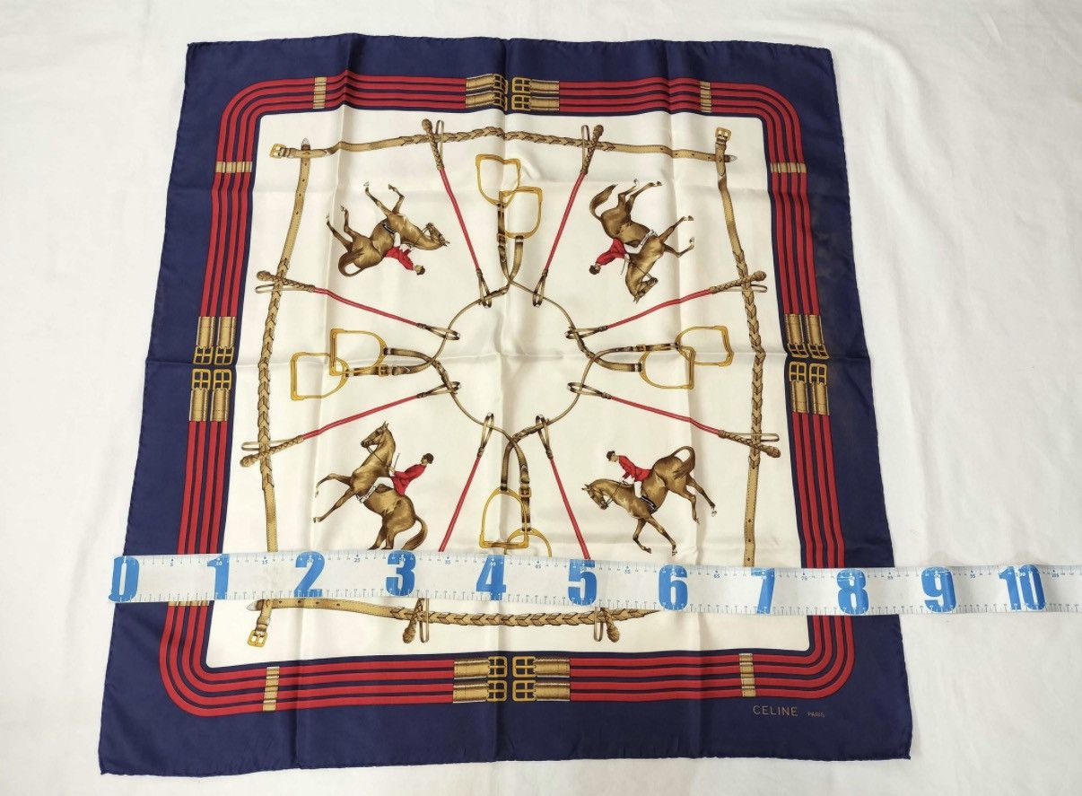 Celine Celine Paris Equestrian Jumping Pattern Silk Scarf Size ONE SIZE - 3 Thumbnail