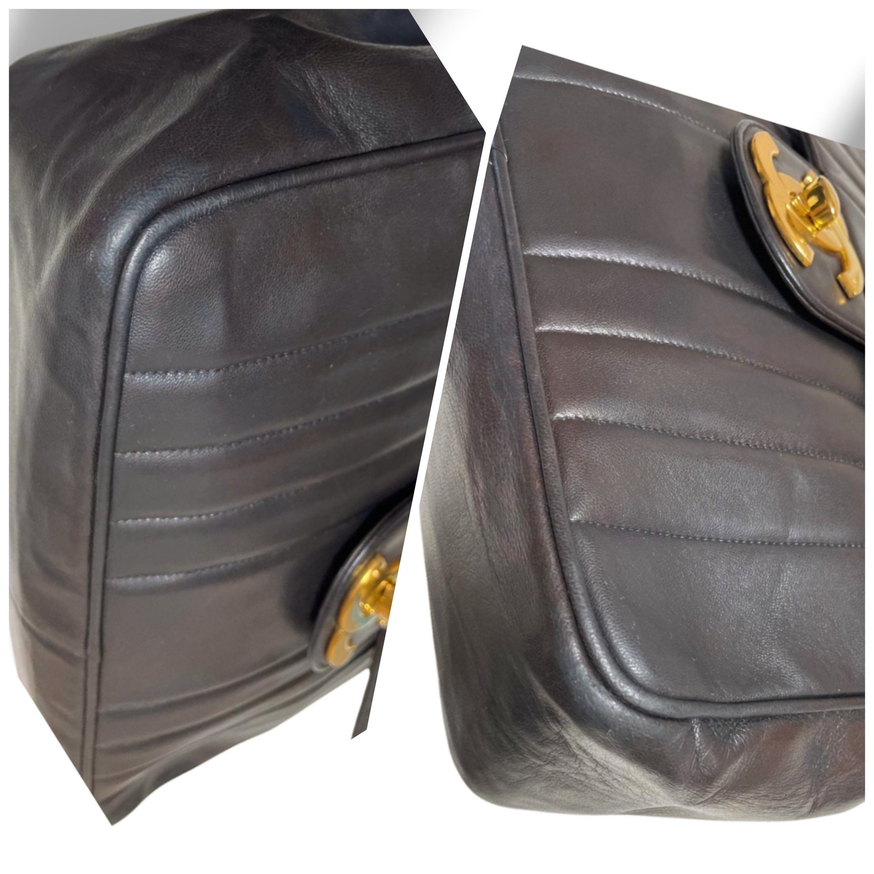 Chanel Vintage CHANEL black lambskin 2.55 classic jumbo bag Size ONE SIZE - 4 Thumbnail