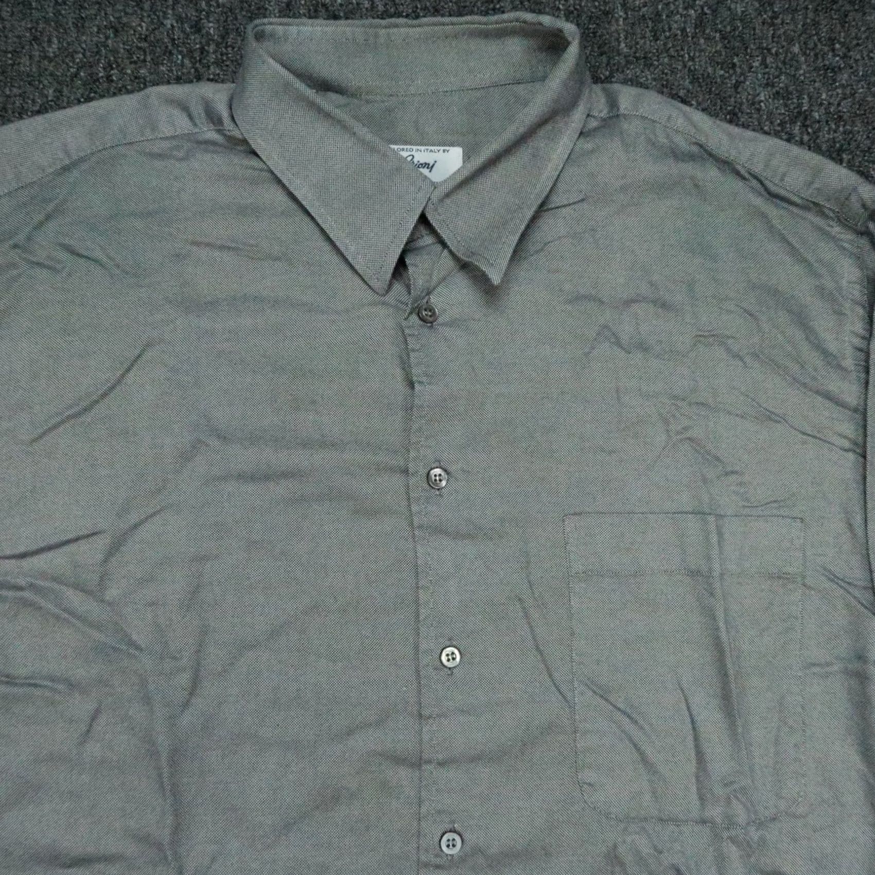 Brioni VINTAGE Brioni Shirt Mens 2XL Gray Long Sleeve Button-Up Italy Oxford Size US XXL / EU 58 / 5 - 2 Thumbnail