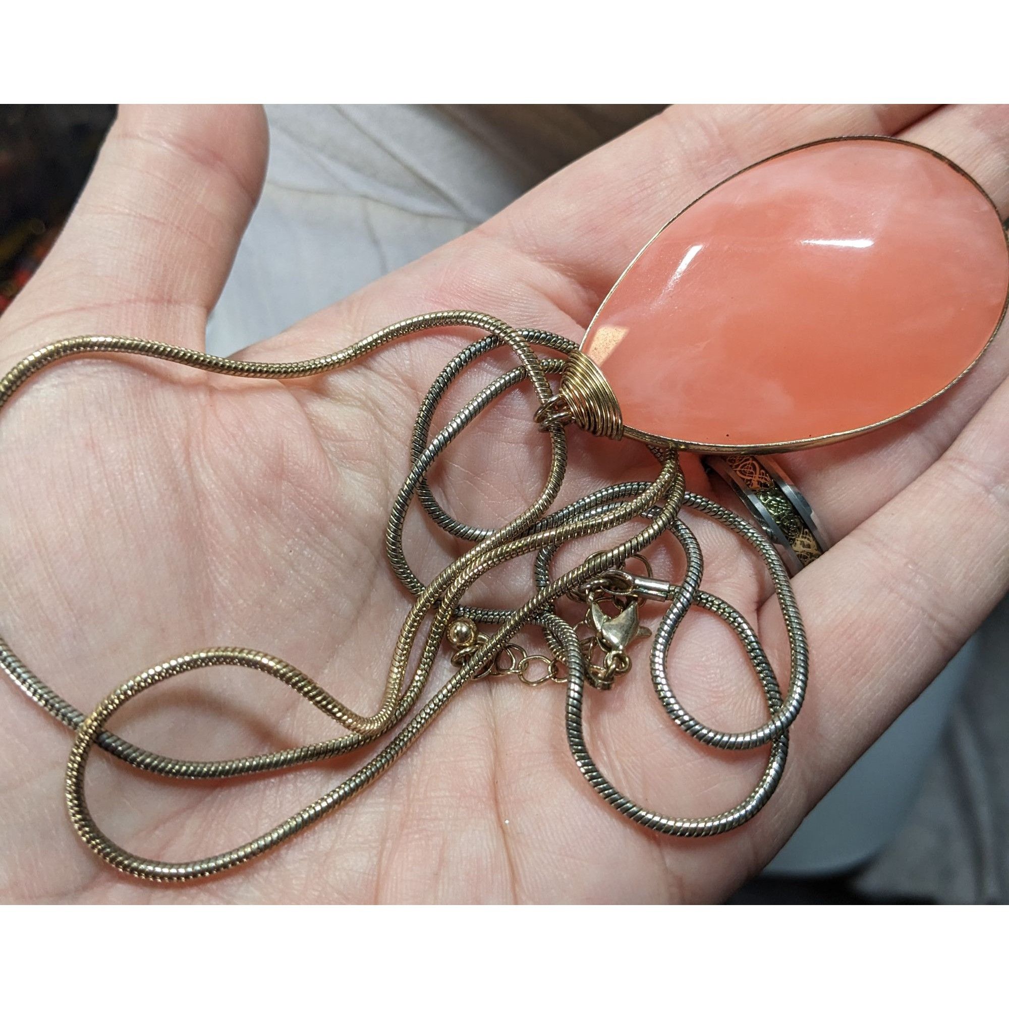 Other Retro Teardrop Simulated Pink Agate Faceted Teardrop Necklac Size ONE SIZE - 6 Thumbnail