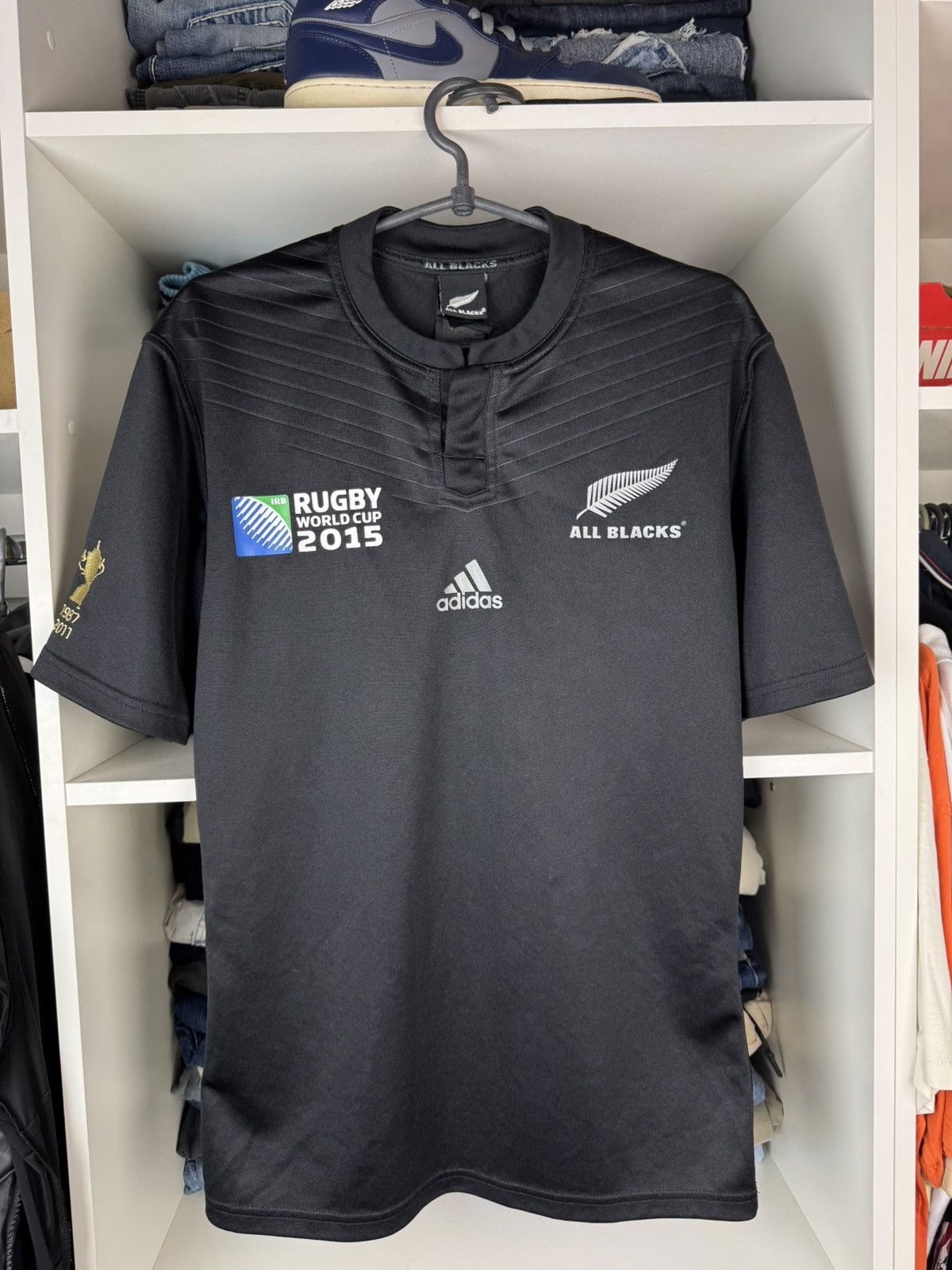 Adidas 2015 Adidas All Blacks Rugby Jersey New Zealand Shirt Size US M / EU 48-50 / 2 - 1 Thumbnail