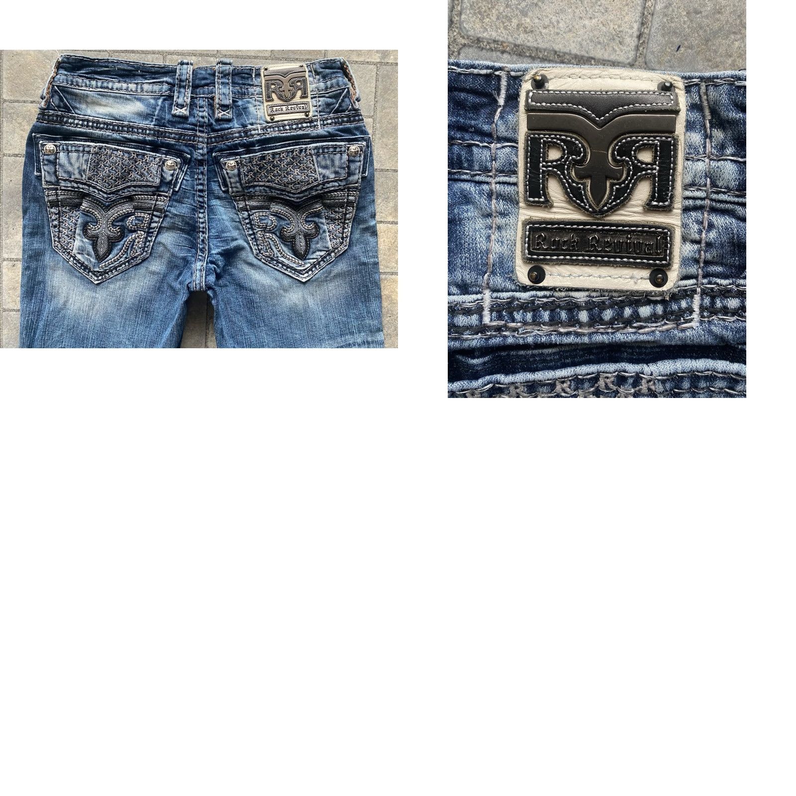 Vintage VINTAGE Rock Revival Manny Straight Jeans MENS SIZE 31 RR Embellished Denim Blue Cotton Regular Inseam See Photos 34 Men Jeans Mens Size US 31 - 10 Thumbnail
