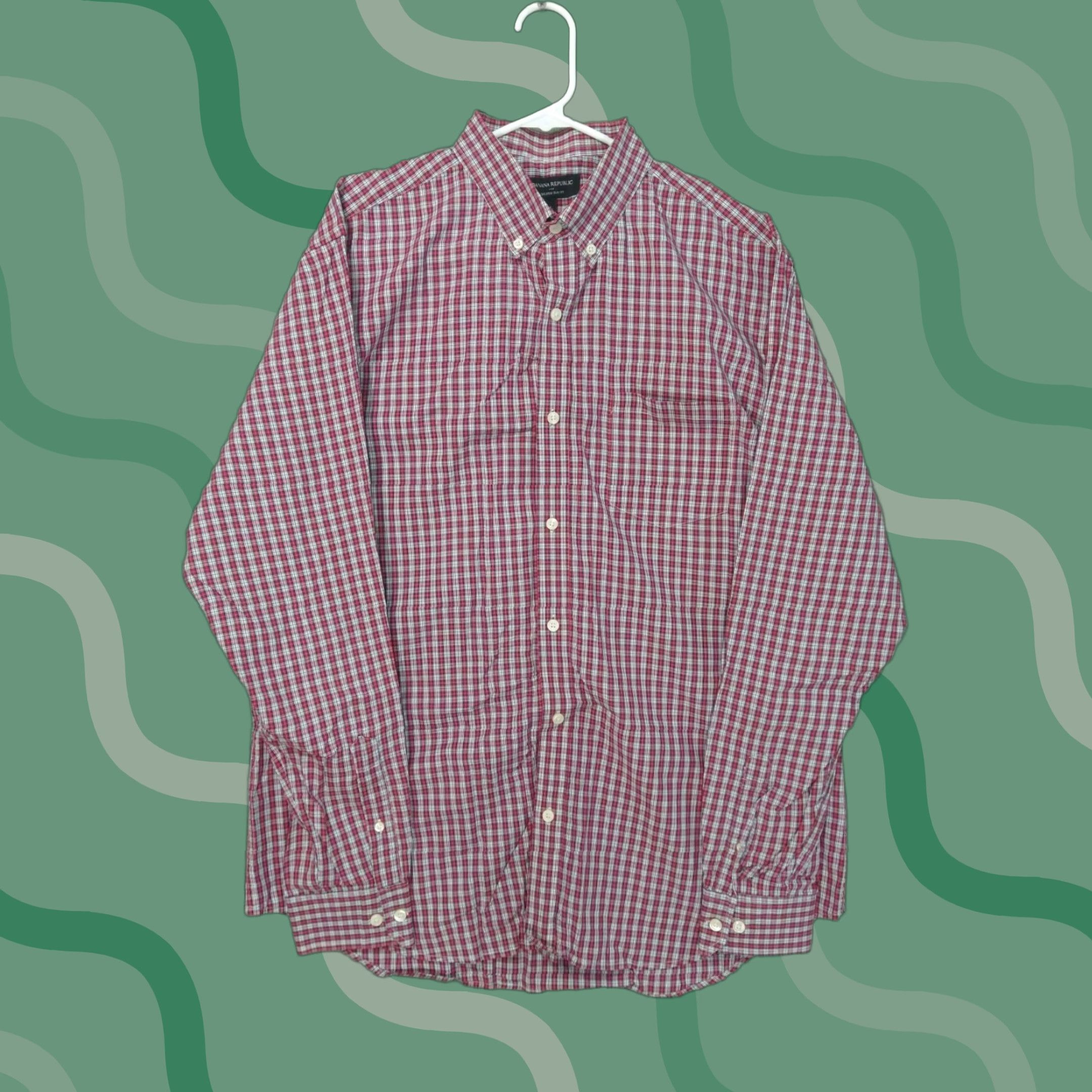 Banana Republic Banana Republic Shirt Mens XL Red Plaid Slim Fit Button-Up Long Sleeve Casual Shirt Size US XL / EU 56 / 4 - 1 Thumbnail