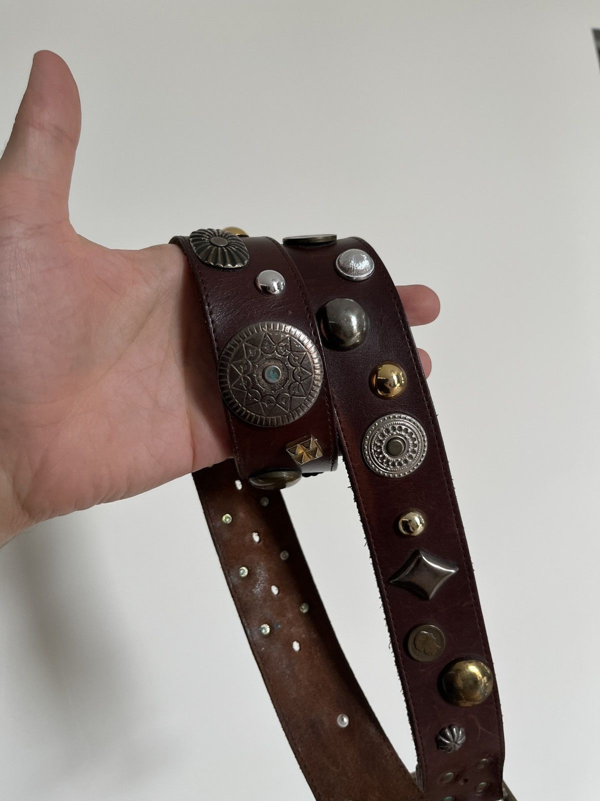 Cowboy Equipment Avant Garde Coins and Badges Leather Belt Size ONE SIZE - 11 Thumbnail