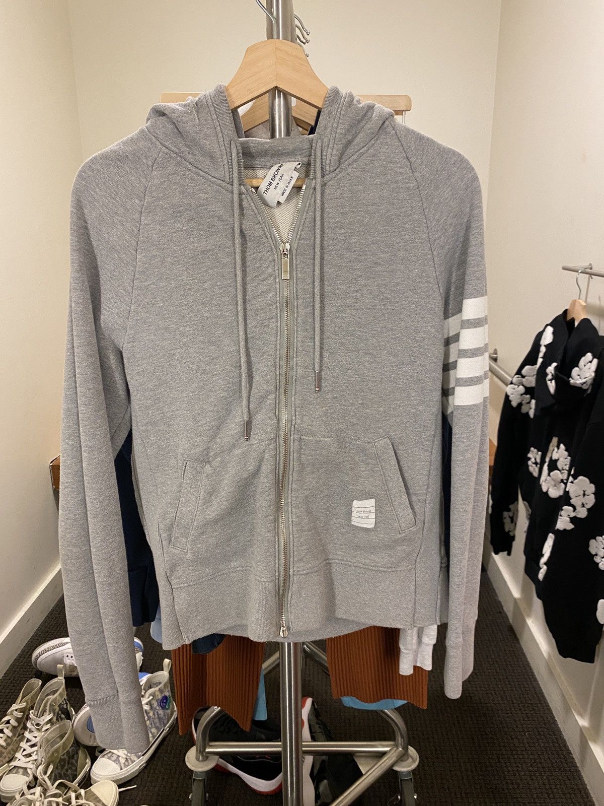 image of Thom Browne Hoodie S/46 in Grey, Men's (Size Small)