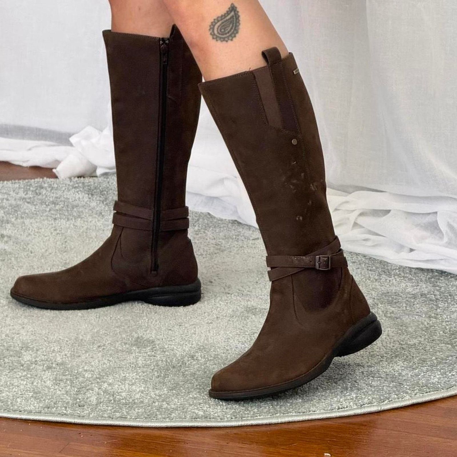 Merrell ✦ Chunky Brown Leather Riding Boots ✦ Size US 8 / IT 38 - 2 Thumbnail