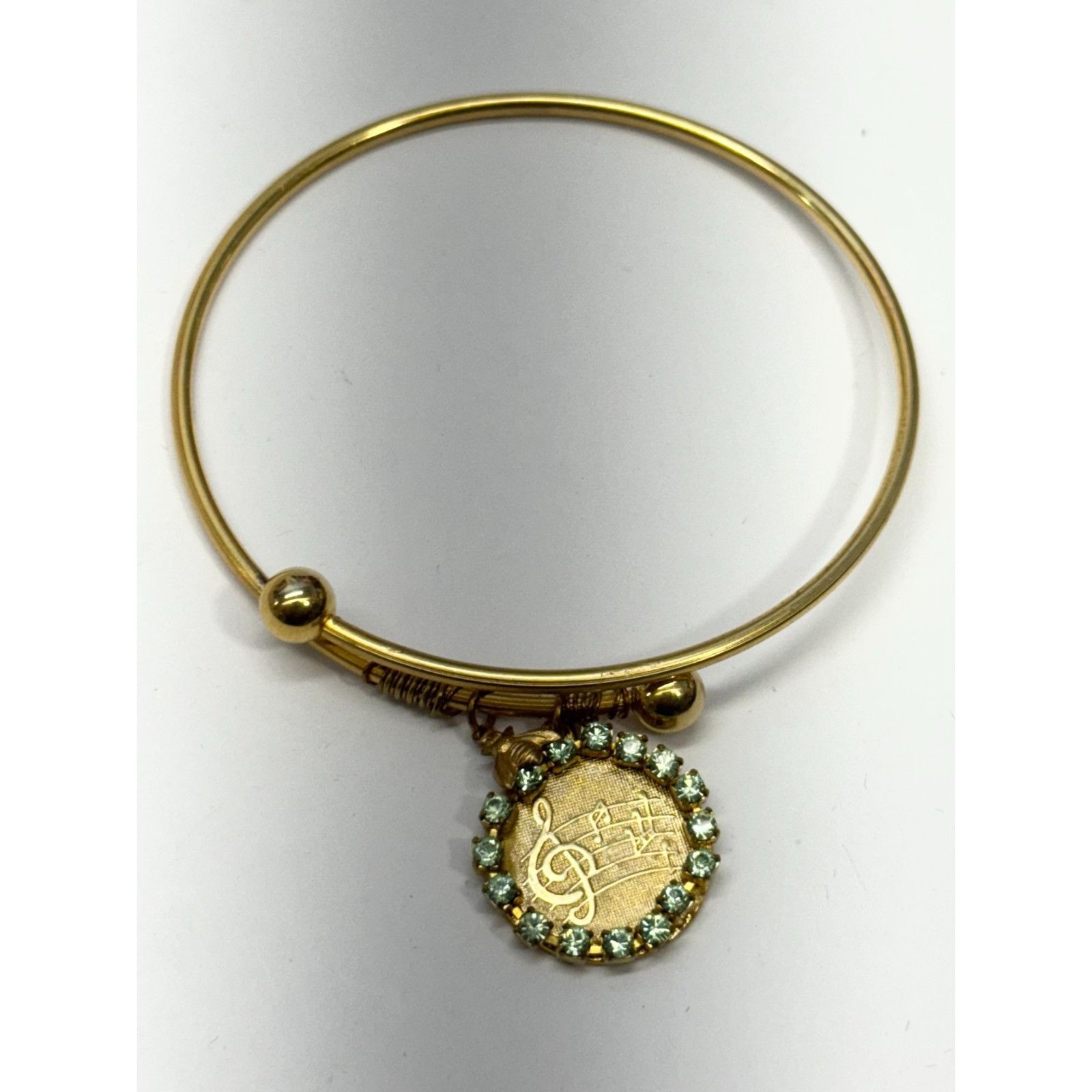 Vintage Vintage music note musical rhinestone charm bracelet bangle Size ONE SIZE - 2 Thumbnail