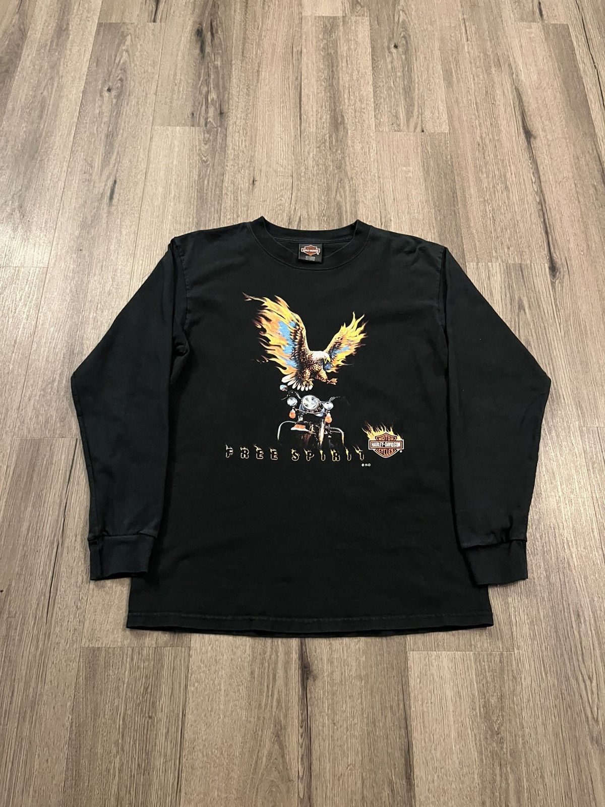 Harley Davidson Vintage Harley Davidson Free Spirit Flame Eagle Long Sleeve Size US M / EU 48-50 / 2 - 1 Thumbnail
