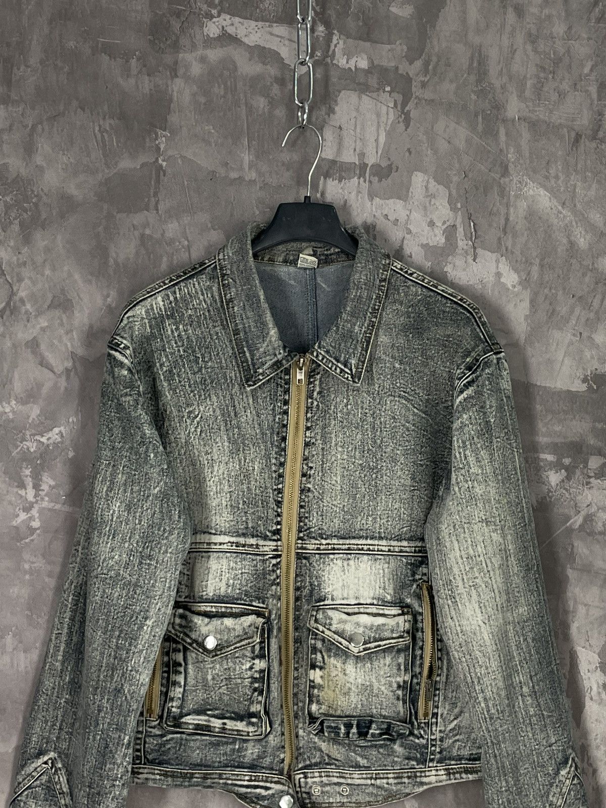 If Six Was Nine × Japanese Brand × Le Grande Bleu (L.G.B.) Avant Garde Japan Vintage Y2K Crazy Faded Denim Jacket Size M / US 6-8 / IT 42-44 - 2 Thumbnail
