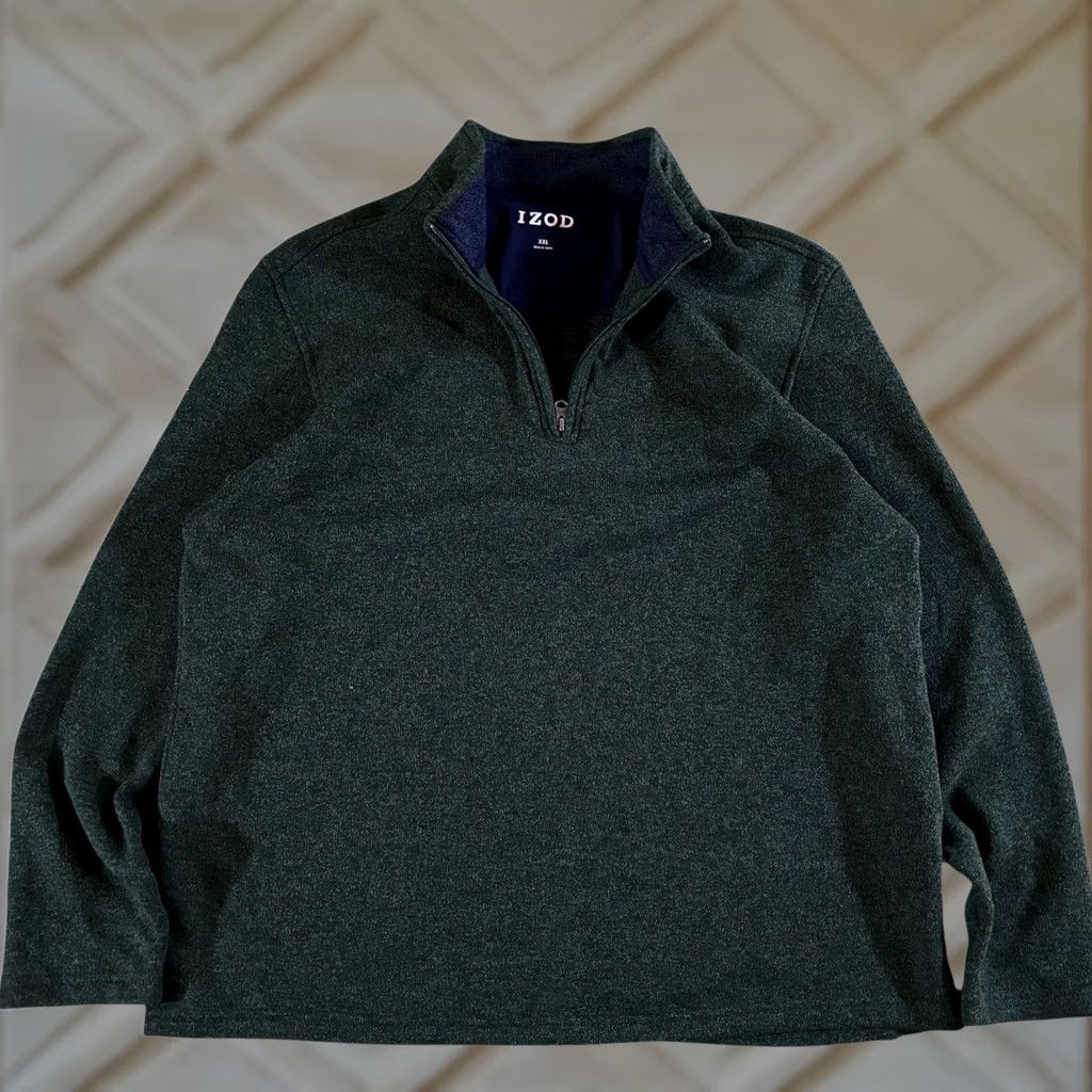Izod IZOD Men's Green Heathered Fleece 1/4 Zip Pullover Sweatshirt XXL Size US XXL / EU 58 / 5 - 1 Thumbnail