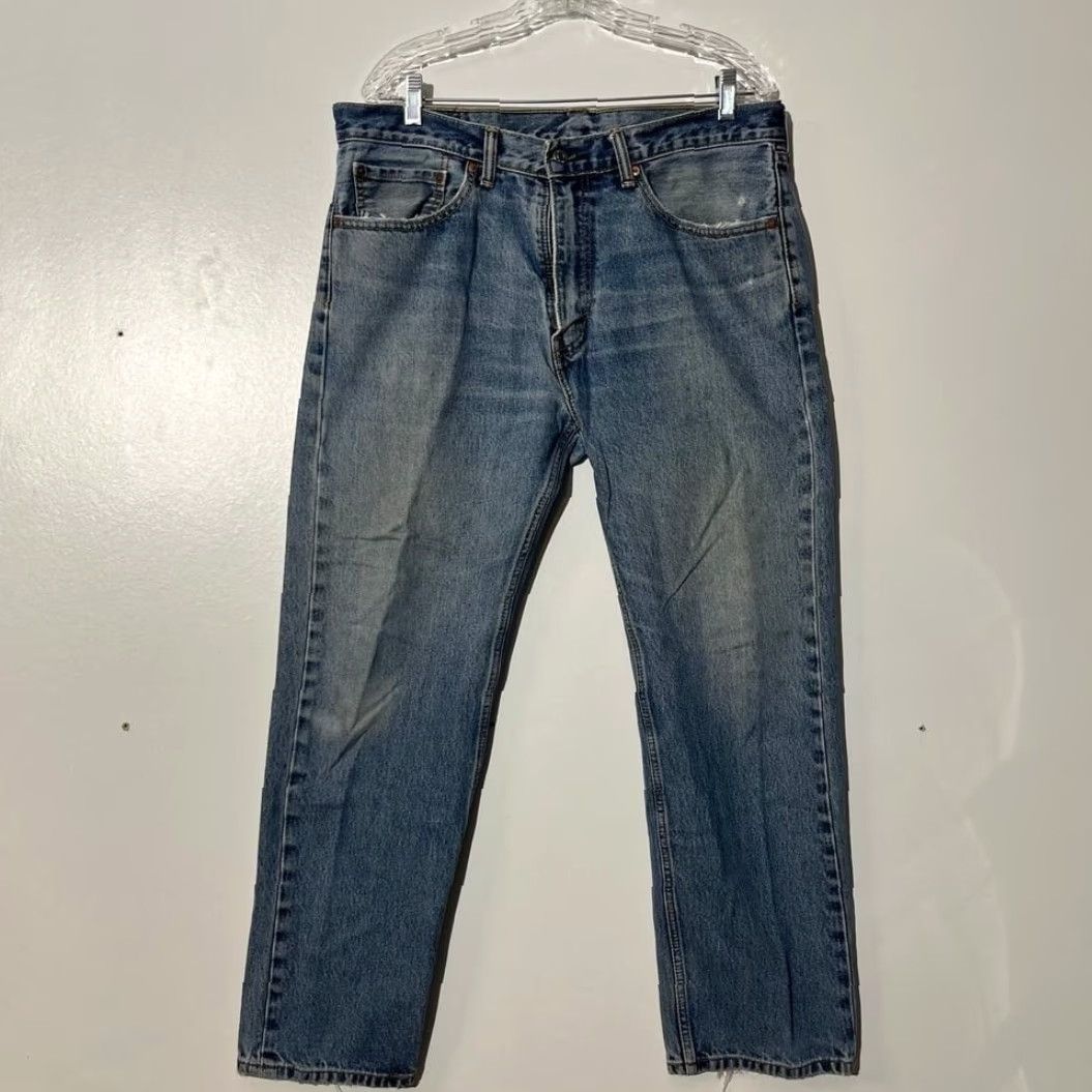 Levi's Levi's 505 Relaxed Straight Leg Fit Washed Blue Denim Jeans Men's 36x30 Size US 36 / EU 52 - 2 Thumbnail