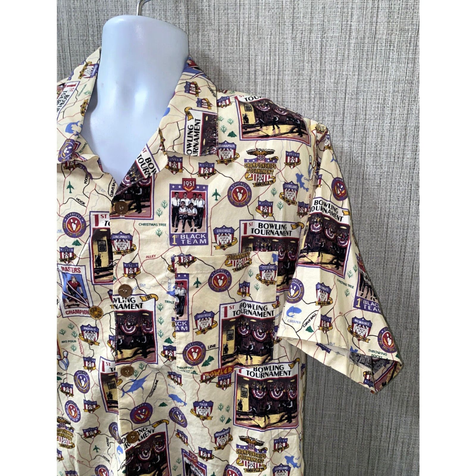 DANCER Toucan Dance Mens Hawaiian Bowling Print Short Sleeve Shirt Large Multicolor Size US L / EU 52-54 / 3 - 2 Thumbnail