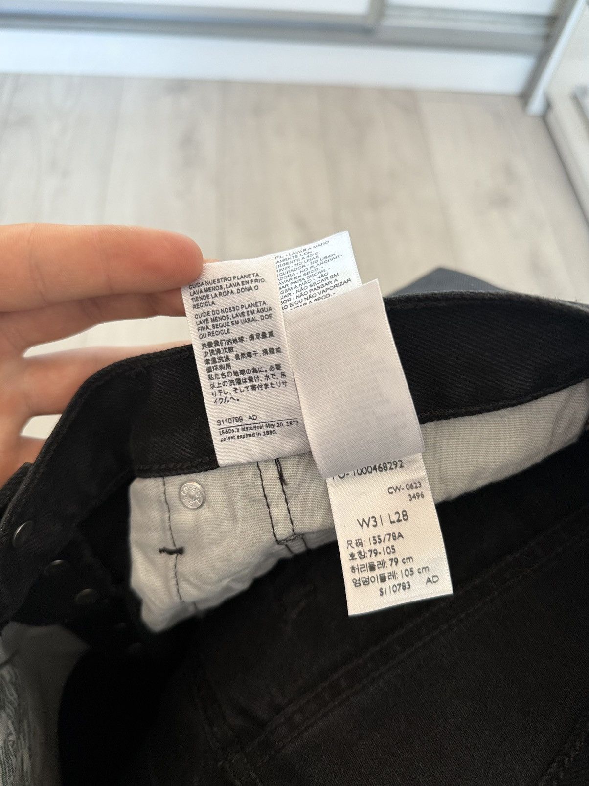 Levi's Levi’s 501 Big E Black Waxed Straight Denim Jeans Red Tab Size US 31 - 14 Thumbnail