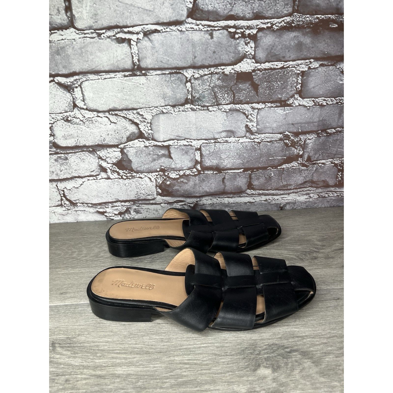 Madewell Madewell The Dixson Fisherman Black Leather Slide Mules Heel Size US 8.5 / IT 38.5 - 12 Thumbnail