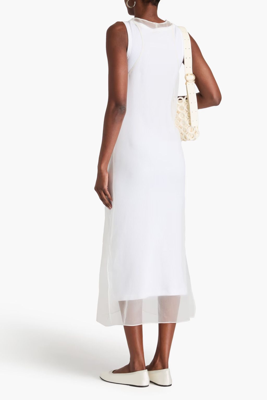 Brunello Cucinelli o1y0725 Midi Dress in White Size S / US 4 / IT 40 - 3 Thumbnail