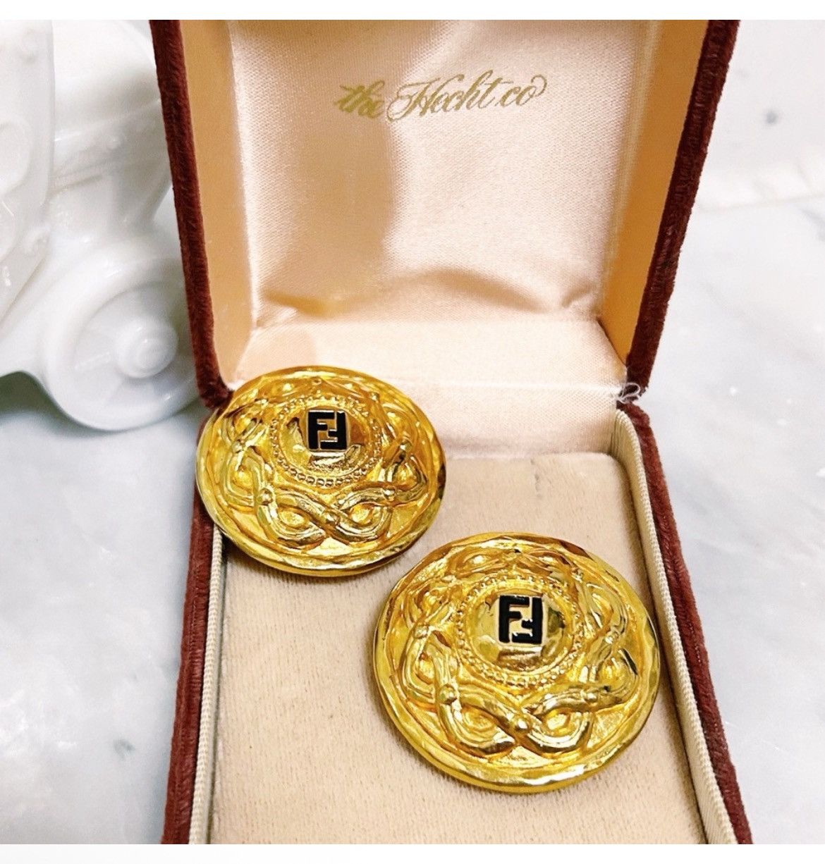 Fendi Authentic Fendi Rare Vintage 18kt G.P FF XL Clip on Earrings Size ONE SIZE - 2 Thumbnail