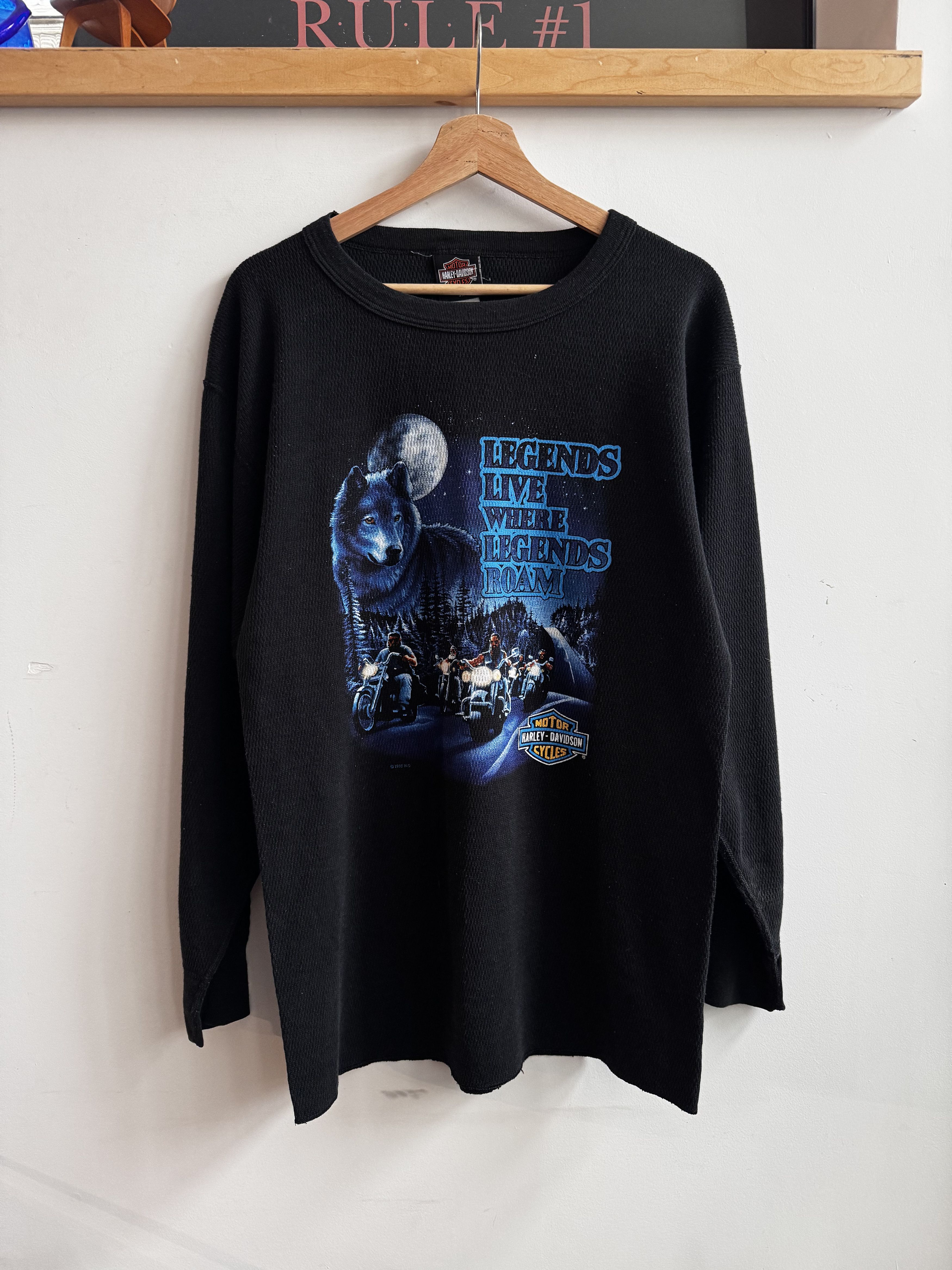 Harley Davidson 90s Harley Waffle Thermal Legends Wolf Shirt Size 3XL Size US XXL / EU 58 / 5 - 1 Thumbnail