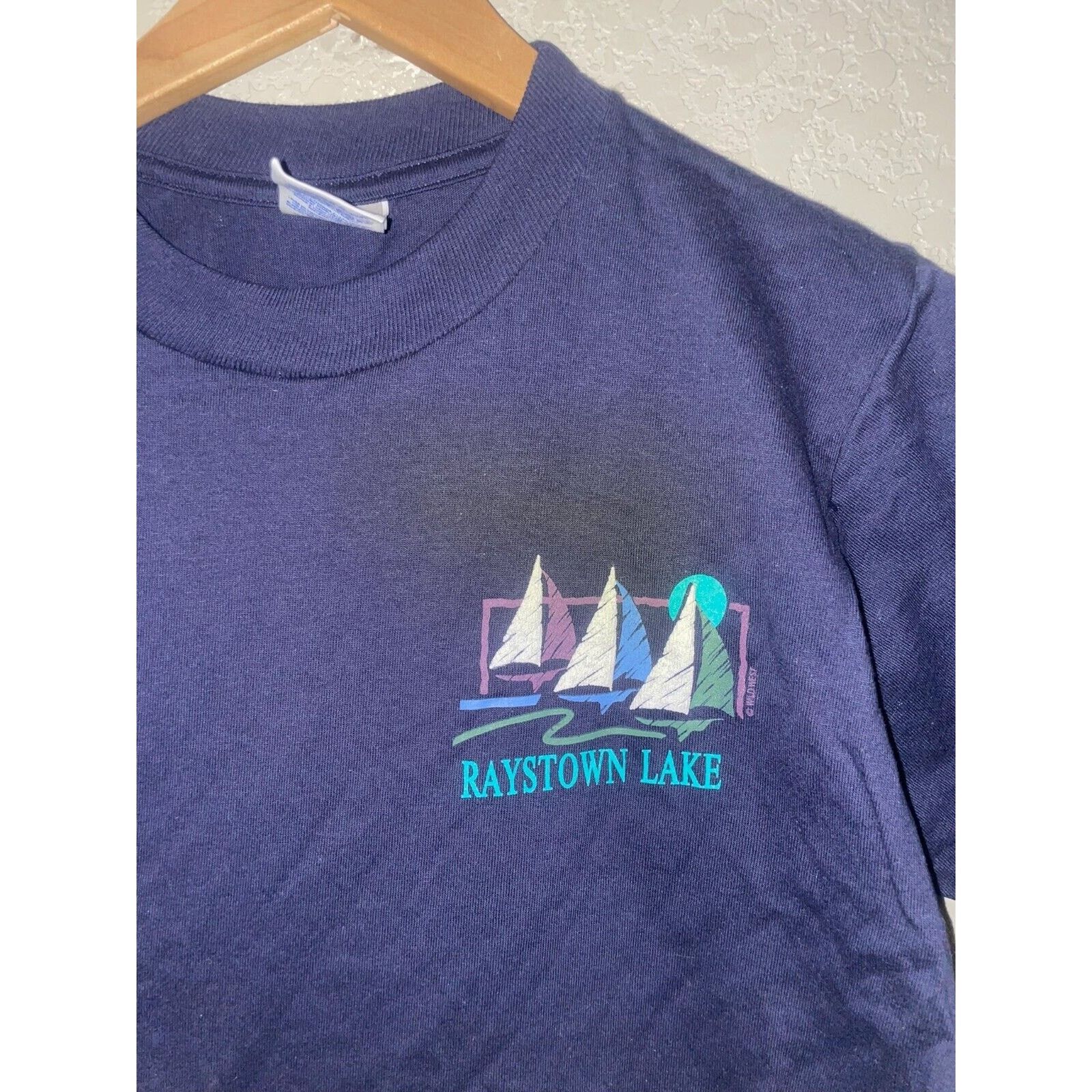 Jerzees Vintage Raystown Lake Shirt Sailboats Boat Blue Tee 90s S Size US S / EU 44-46 / 1 - 2 Thumbnail
