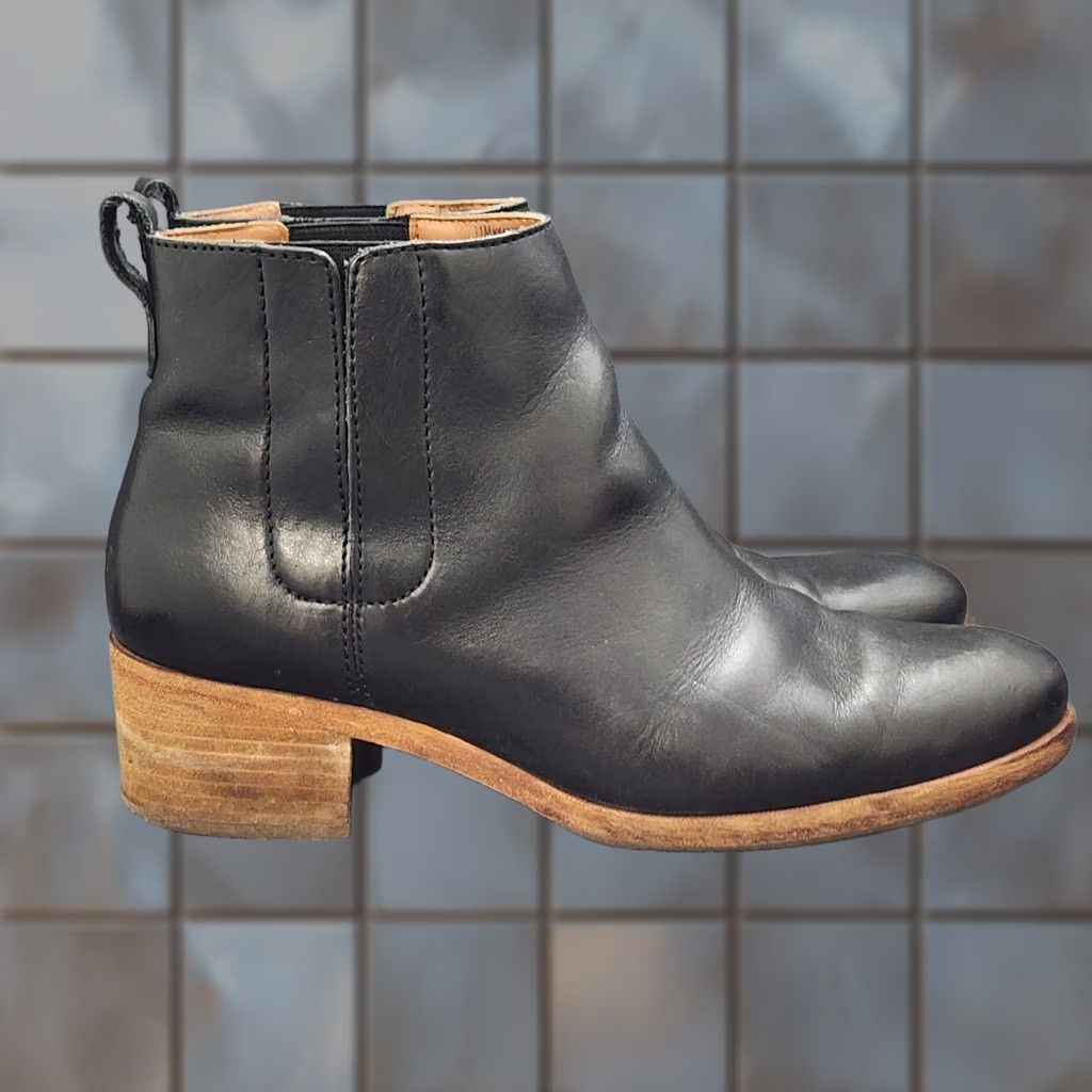 Vintage Kork-Ease Mens Black Leather Chelsea Boots 11 Pull On Ankle Comfort Low Heel Chelsea Mens Black Leather Boots Size US 11 / EU 44 - 1 Thumbnail