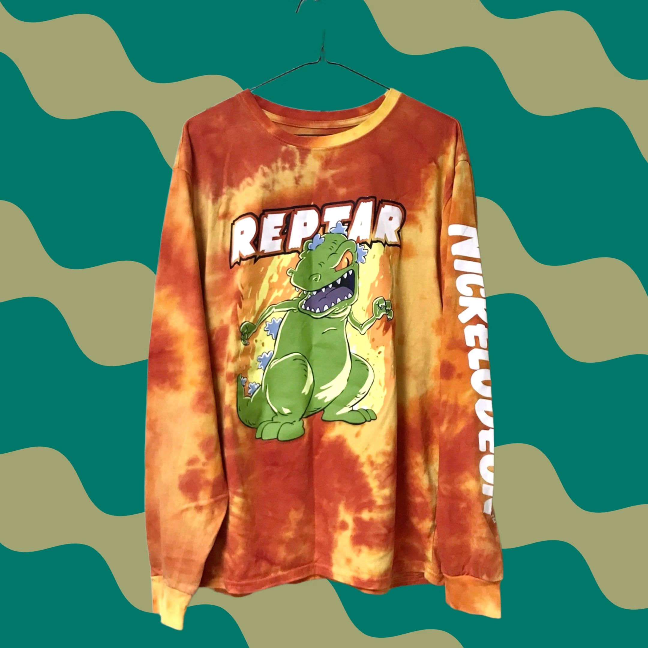 Nickelodeon Nickelodeon Reptar Tie-Dye Long Sleeve T-Shirt L Orange Yellow Unisex Adults Crew Neck 90s Rugrats Graphic Size US L / EU 52-54 / 3 - 1 Thumbnail
