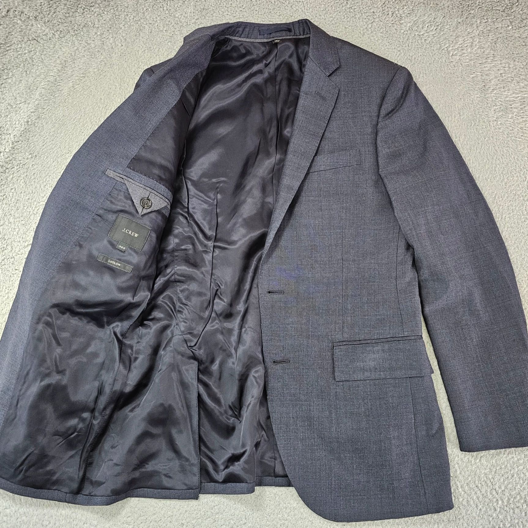 J.Crew J. Crew Blazer Mens 36S Blue Wool Short Single-Breasted Notch Lapel 2-Button Double-Vented Regular Fit Jacket Coat Size 36R - 2 Thumbnail