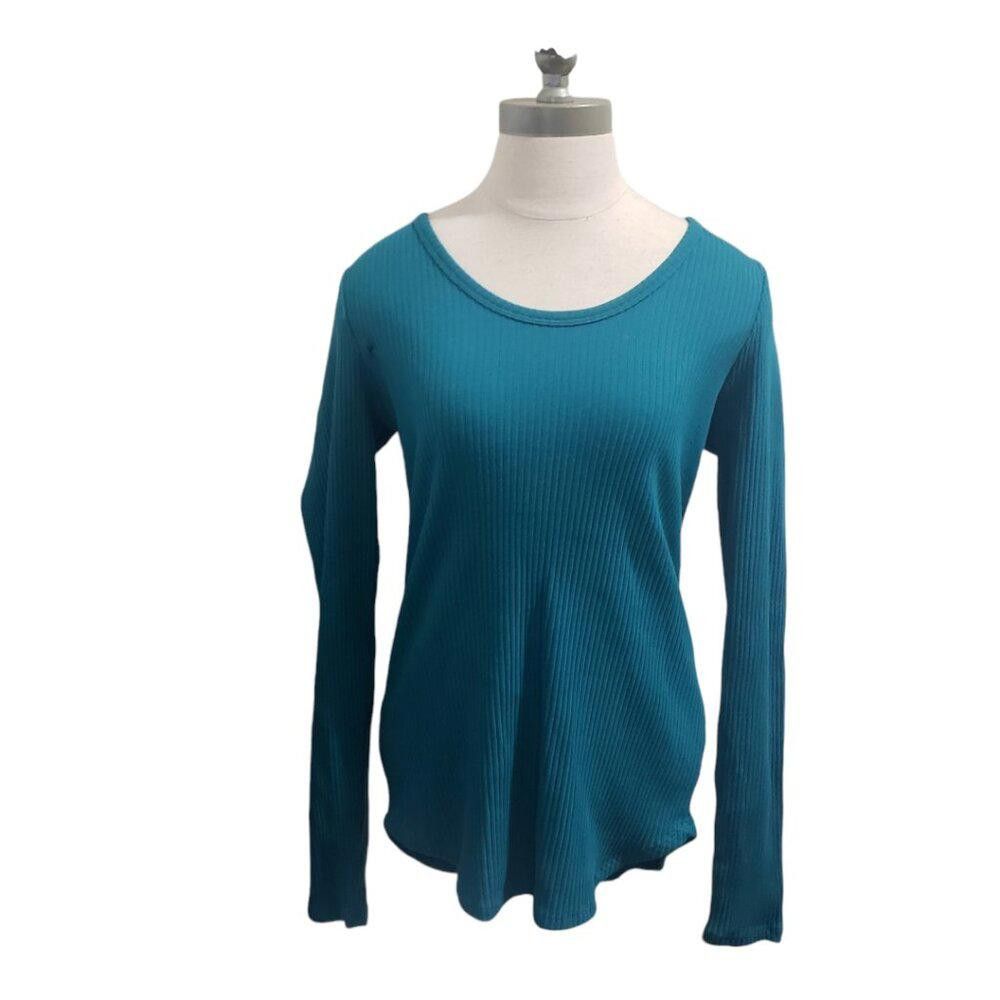Designer CT1957 Culture Code Turquoise Ribbed Lightweight Top L Size L / US 10 / IT 46 - 1 Thumbnail