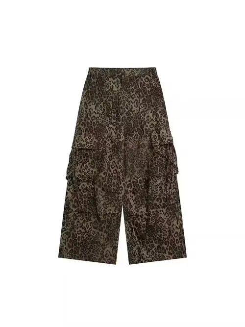 Japanese Brand × Jean Leopard print paratrooper pleated cargo wide-leg pants Size US 32 / EU 48 - 4 Thumbnail