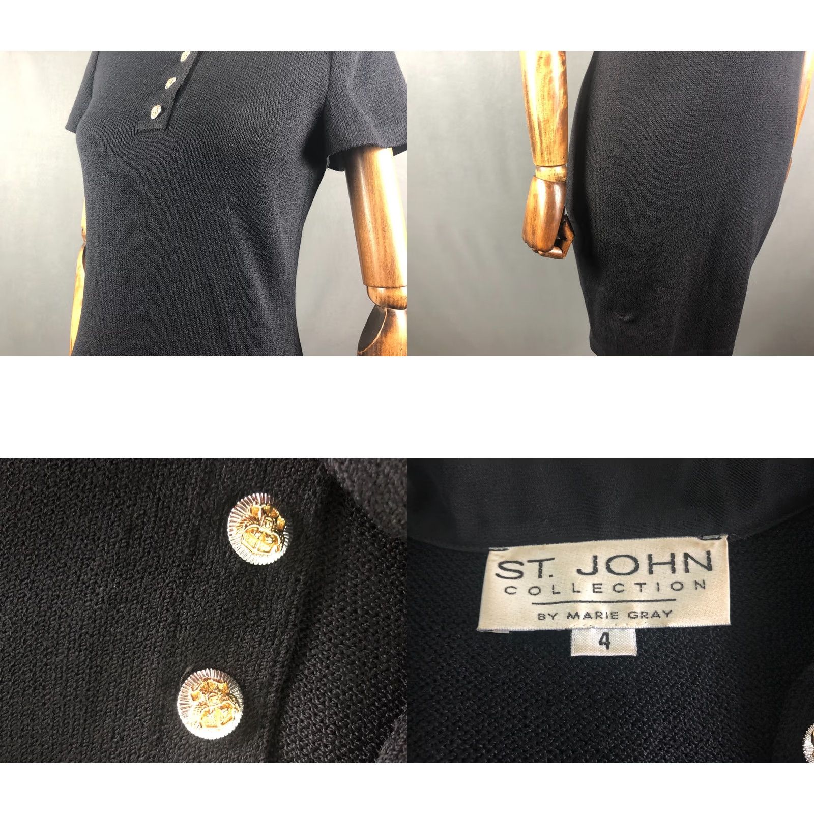 St. John St. John Dress Women Size 4 Black Cotton Blend Jersey Cap Sleeve Knee Length Sheath Casual VINTAGE No Brand St. John Collection by Marie Gray Size S / US 4 / IT 40 - 8 Thumbnail
