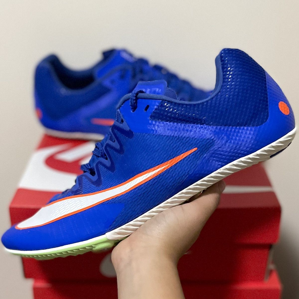 Nike Nike Zoom Rival Racer Blue Safety Orange Track Field Spikes Size US 12 / EU 45 - 1 Thumbnail