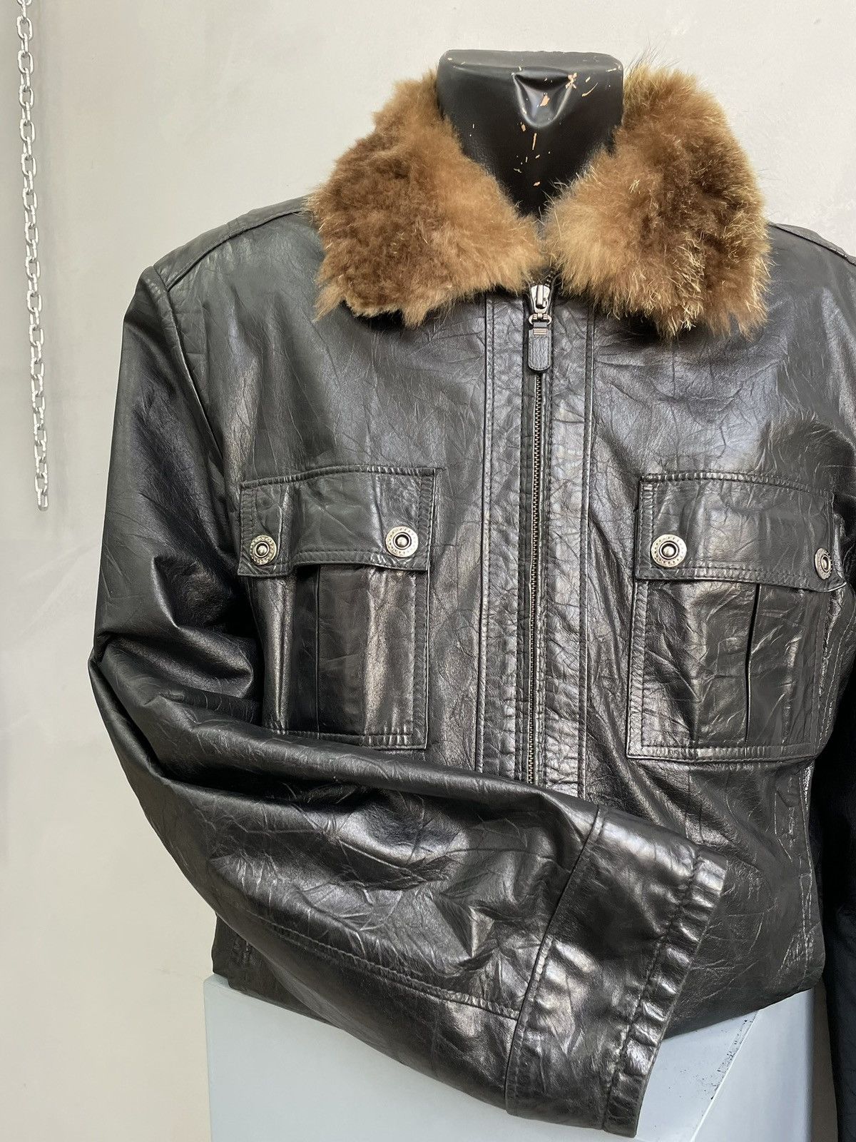 If Six Was Nine Rare leather bomber jacket 2000s Fur legrandebleu style Size US M / EU 48-50 / 2 - 8 Thumbnail