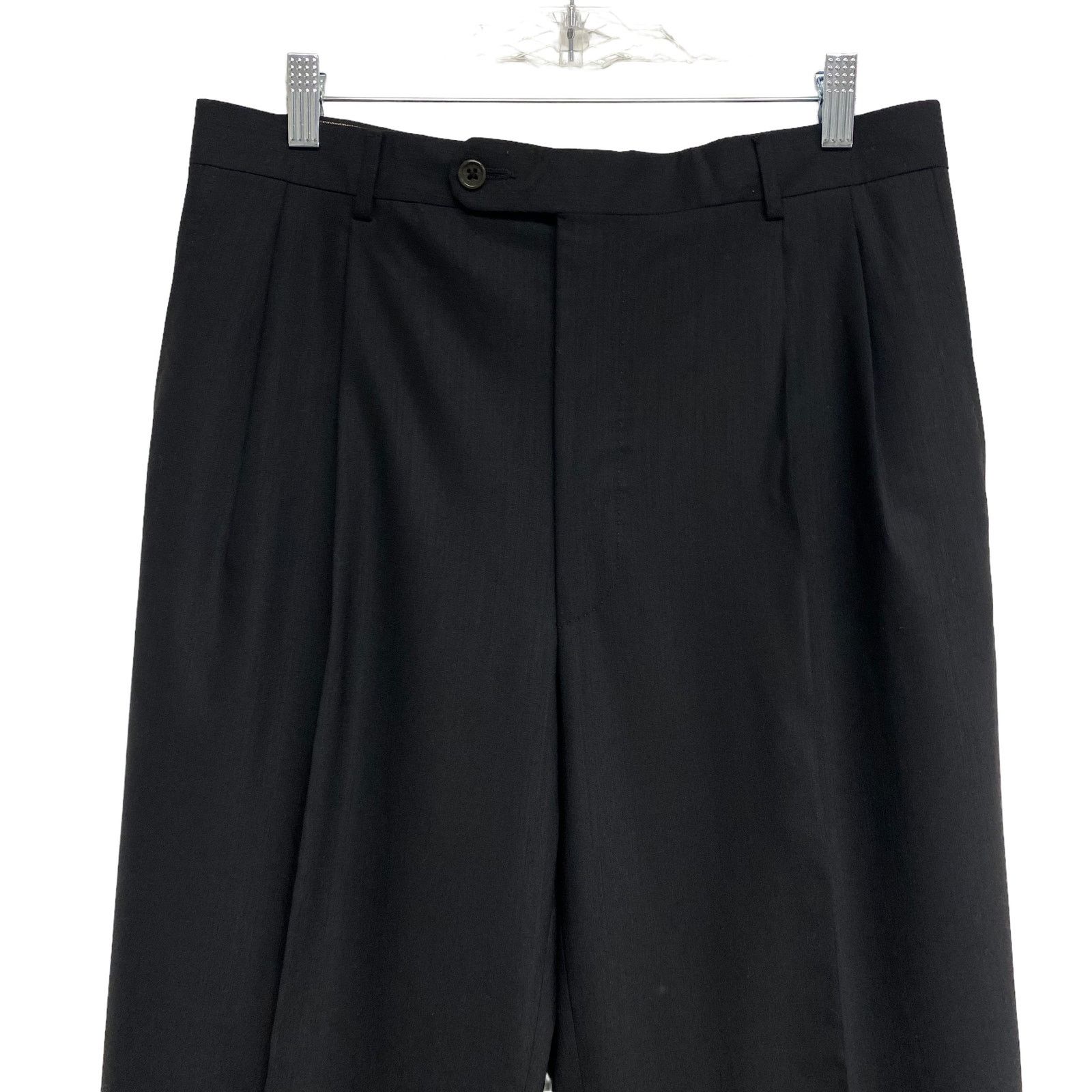 Vintage Chiavari Zignone Wool Black Pleat Front Trousers Pants Size US 35 - 2 Thumbnail