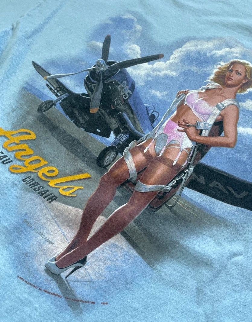 Vintage Y2K Military Angels “Navy Pin-up” Graphic T-shirt (Sz.XL) Size US XL / EU 56 / 4 - 2 Thumbnail
