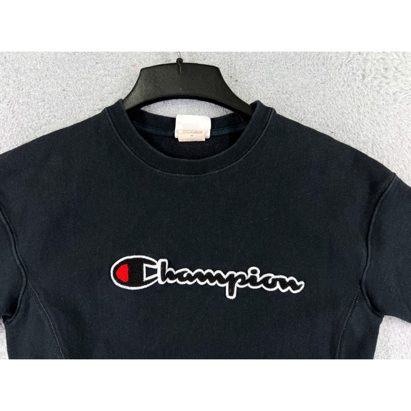 Champion Champion Sweatshirt Adult XS Black Crew Neck Cotton Jersey Logo Pullover All Seasons Winter Fall Spring Regular Men’s Size US XS / EU 42 / 0 - 7 Thumbnail