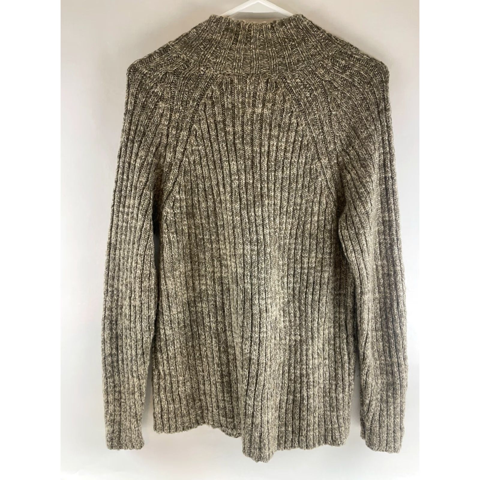 Vintage Ruff Hewn Sweater Women's L Tan Brown Wool Blend Rib Knit Button Loop Pullover Modern Womens Size L / US 10 / IT 46 - 3 Thumbnail