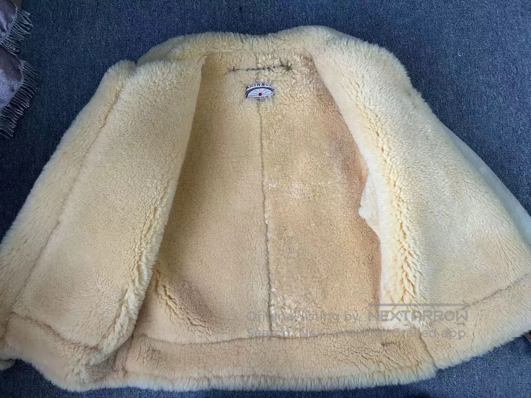 Rainbow Country stylish beige shearling jacket with hood. Size US M / EU 48-50 / 2 - 2 Thumbnail