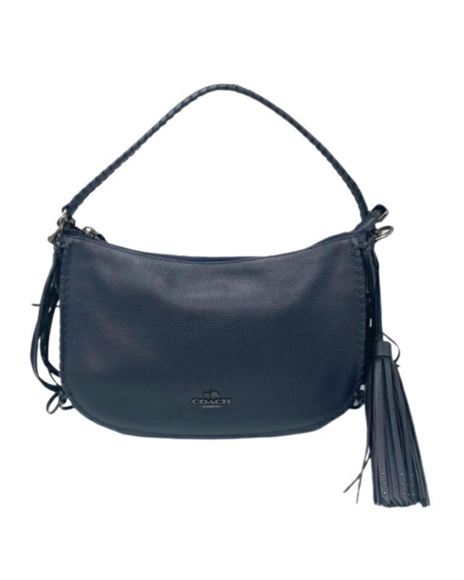 image of Coach Navy Leather Convertible Handbag, Women's