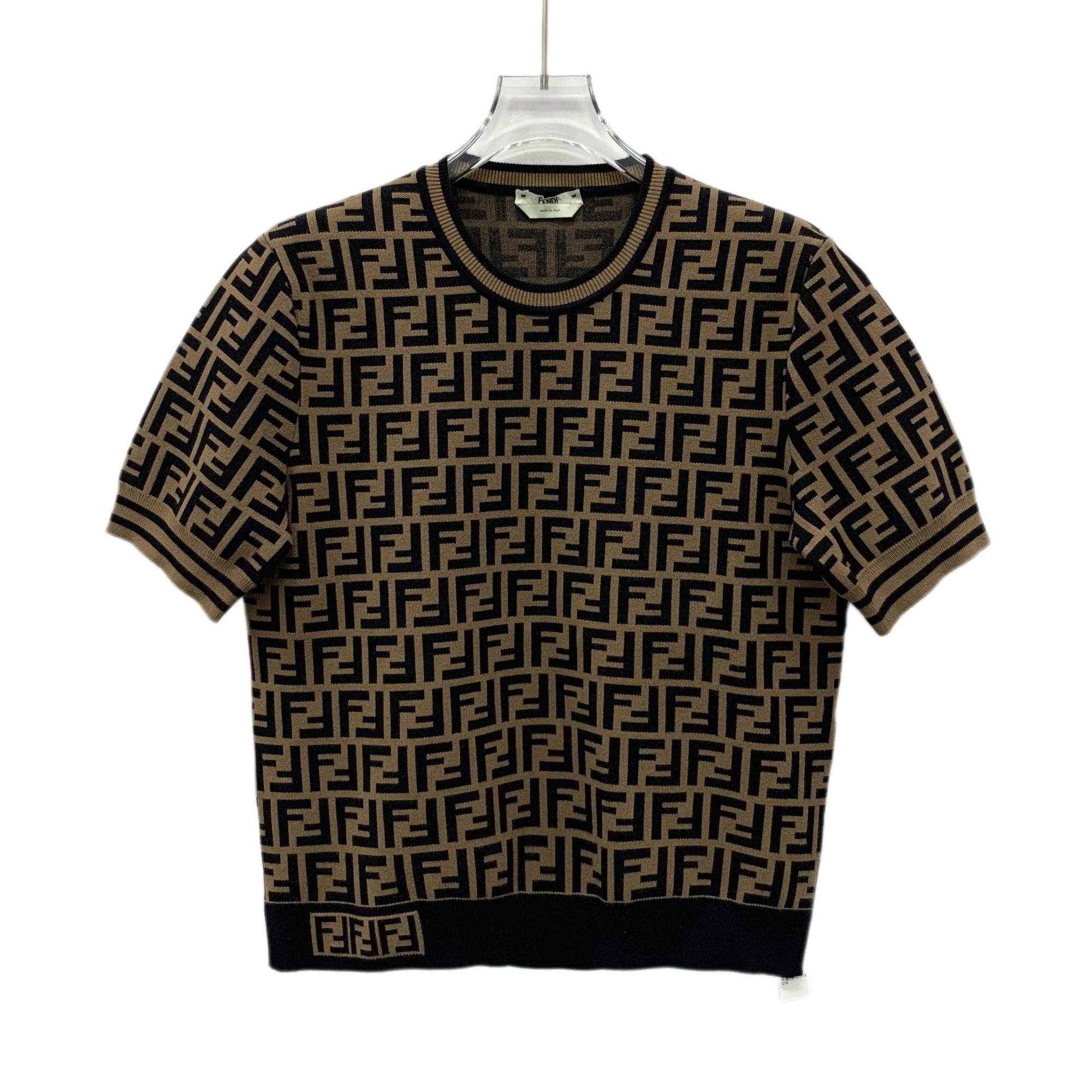 Fendi Fendi Roma Dark Brown & Black Logo Full Print Short-Sleeve K Size L / US 10 / IT 46 - 1 Thumbnail