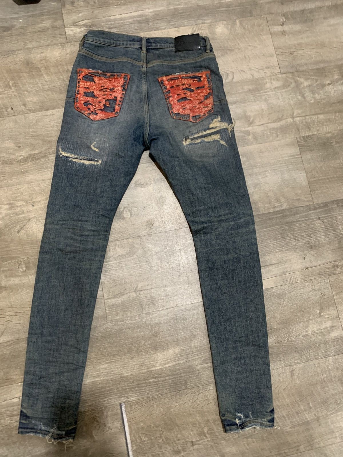 Purple × Purple Brand Purple Brand Jeans (Distressed+red patches) Size US 29 - 2 Thumbnail