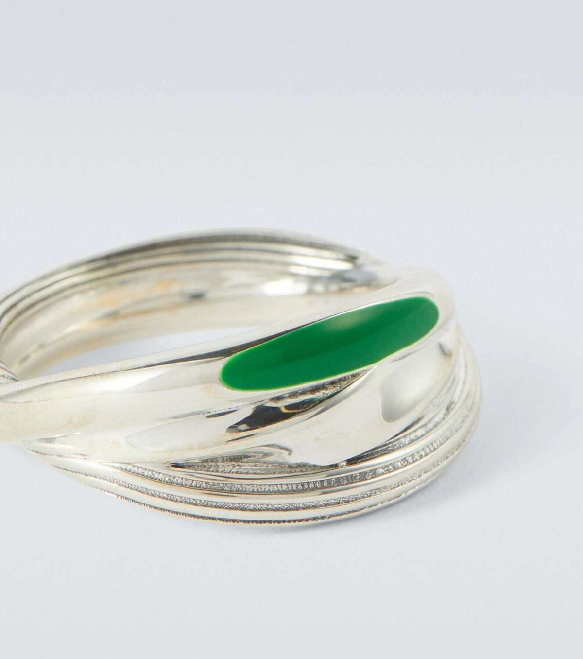 Bottega Veneta BOTTEGA VENETA Trio green enameled silver ring 6 13 q Size ONE SIZE - 1 Thumbnail