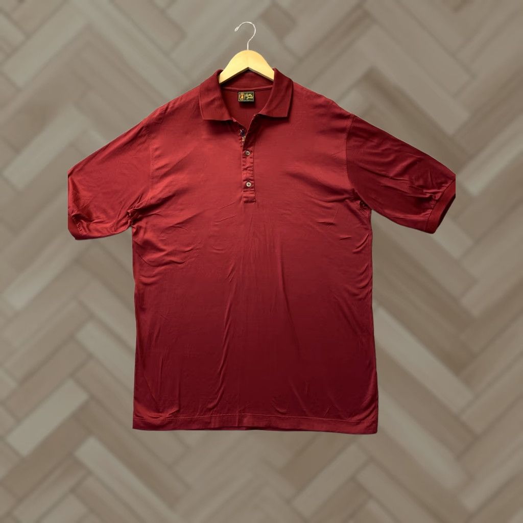 Vintage Bobby Jones Polo Golf Shirt Men’s Large Maroon Cotton Knit Short Sleeve Button Collar Logo Made in Italy /0705 Size US L / EU 52-54 / 3 - 1 Thumbnail