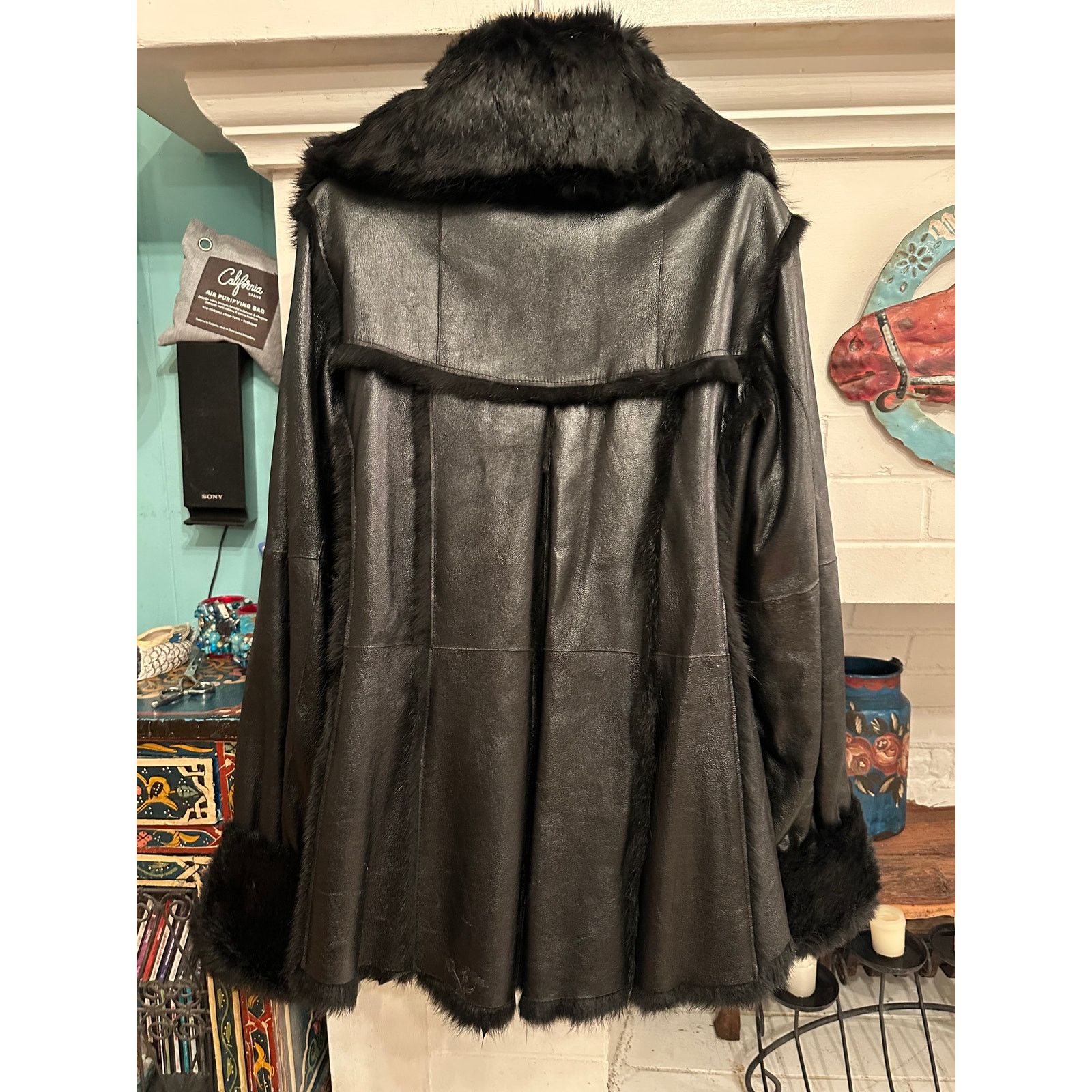 Vintage VINTAGE UNWORN BLACK TOSCANA SHEARLING SMOOTH LEATHER JACKET Size S / US 4 / IT 40 - 2 Thumbnail