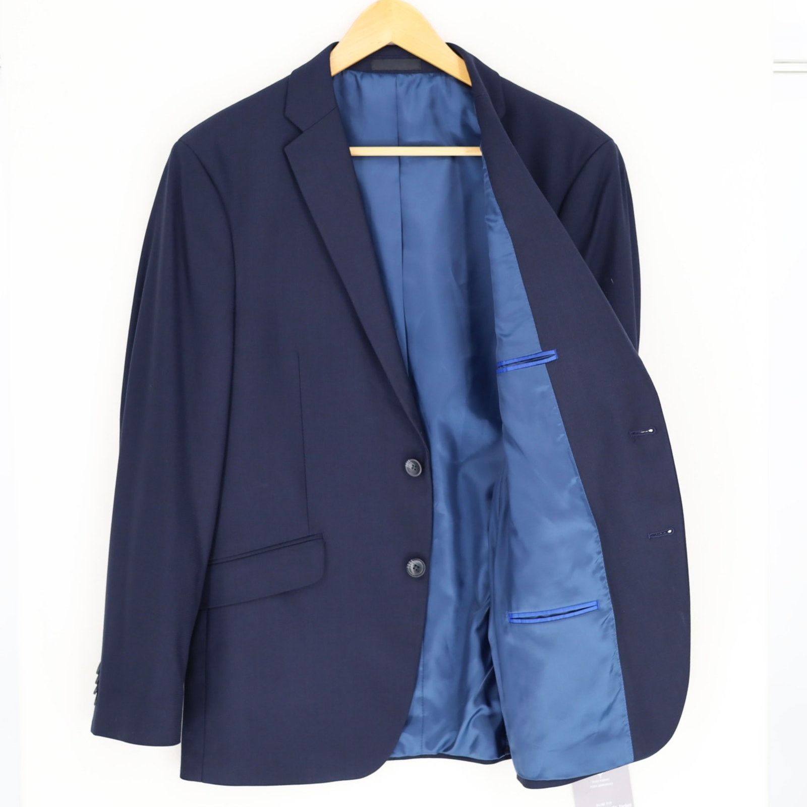Kenneth Cole Kenneth Cole Men's Navy Houndstooth Slim Blazer Size 40R Size 40R - 4 Thumbnail